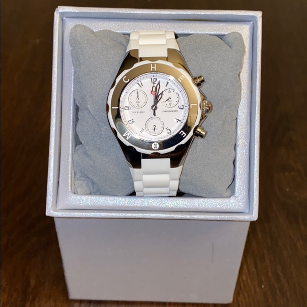 Michele White Rubber Band Watch